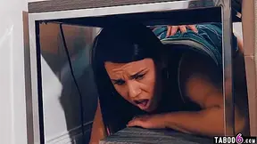 Riley Jacobs And Preston Parker - Teen 18+ Babysitter Stuck Cleaning With No Panties On & Needed Stepdad