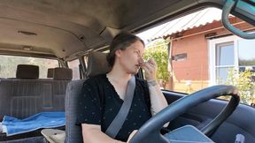 while she is driving, she will clean her nose m0