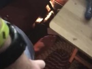 Teen pissing quick out window big cock