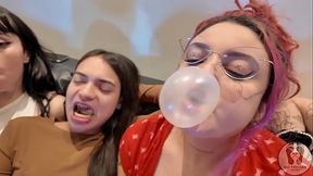 FOUR GIRLS LOLLIPOP CHEWING GUM FETISH KISSING LICKING 4K