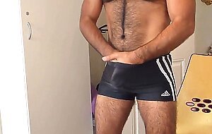Hairy Asian Guy Strokes His Big Cock