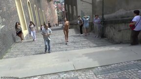 Public nudity in an old European city