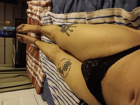 Black panties and a big load