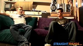 Straight thugs Billy and Duke wanking off in the attic