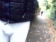 Damn, that DICK PRINT while walking to the GYM on Holiday in the UK