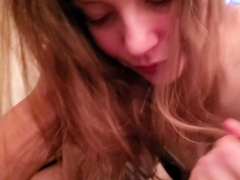 Sexy amateur redhead teen double dildo action