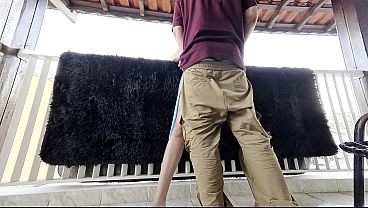After party surprise leads to balcony creampie