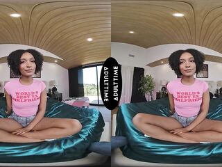 UP CLOSE VR - Nasty Tiny Brunette hair Addis Fouche Drops Shorts To Wildly Ride Your Large Knob POV