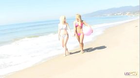 Beach volleyball gets the blonde lesbians tired but once they get back home they get busy with themselves