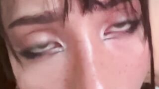 Adorable chick licks and masturbates with lollipop drooling all over