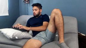 Sexy Bearded Latino Jerks Off