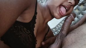 Cute Indian Girl Wet Oral Play & Tongue Cumshot