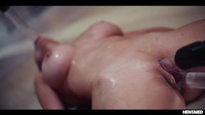 Octokuro's big-titted housewife gets sucked dry by a powerful vacuum