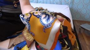 POV. Cum in the silk scarf. Scarfwanker