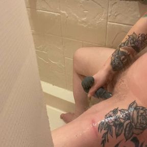 Big Clit FTM Jerk Off in the Shower and Fucks Pussy