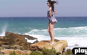 Hot petite model Janeth Tense posing naked outdoor after amazing striptease