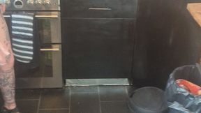 MissaRaeBerry toy car crush Ford Mustang Cobra in high heels full body view