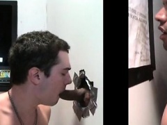 Teen gay eating huge black cock on gloryhole