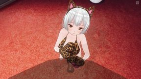 3D Hentai Neko Girl Strokes Your Dick with Her Paws