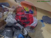 Trashing Puma Rebound and white nike AF1 and cumming on Fox helmet