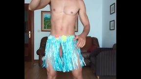 Hawaiian Skirt Dance Turns Into Steamy Masturbation Session With Big Cock Amateur Gay
