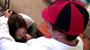 alexis summers takes facial cumshot from keiran lee