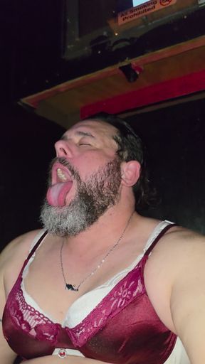 Stroking my limp useless dick on the dirty floor of an adult arcade in the video booth where I sucked gock through the gloryhole