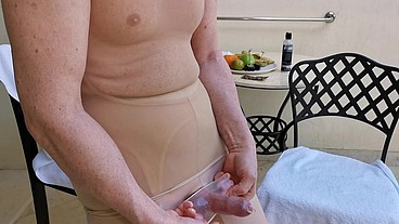 Sequel to Sissy Slut Middle East Hotel Adventure – Ejaculation in a Tight Condom on the Hotel Balcony