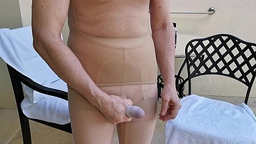 Sequel to Sissy Slut Middle East Hotel Adventure – Ejaculation in a Tight Condom on the Hotel Balcony