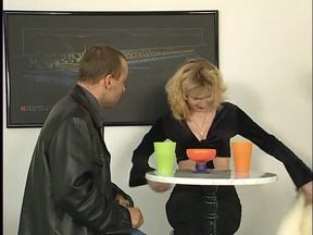 Busty blonde gets naked and starts jerking agents dick at casting
