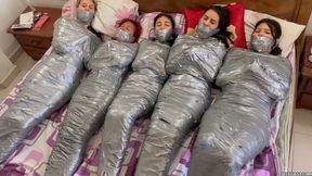 T In Mummy Mansion: 5 Mummified Girls Struggle All W Up And Gagged!