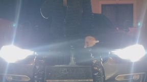 Nicotine Craving Hooked – Chain Smoking On A BMW Hood Between The Headlights