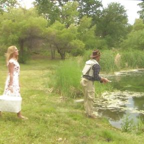 Sexy couple loving nature have their routine romance outdoors