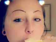 Tattooed BBW Teases You by Giving a Banana a BJ