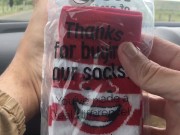 McDonalds drive thru dash feet in public - Golden Arches - Watch me as put on my Mchappy silly socks