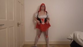 Naughty red riding hood cosplay riding 10 inch dildo