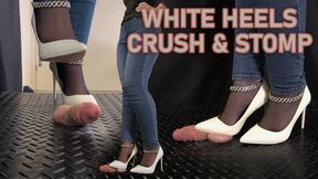 White Heels Crush and Stomp - Bootjob, Shoejob, Ballbusting, CBT, Trample, Trampling, High Heels, Crush, Stiletto