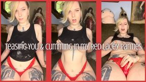 Teasing You & Cumming In My Red Lacey Panties - Dessa Cado - Tit Drop - Curvy - Natural Tits - Lace Underwear - Panty Fetish