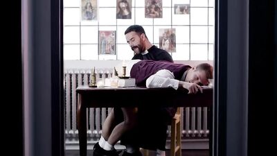 Priests Benjamin Blue spanks misbehaving Teddy Torres and fucks him