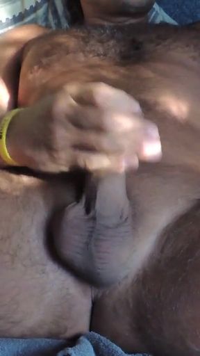 At Sunset, Jerking off My Dick in Different Positions and Sweetly Cuming