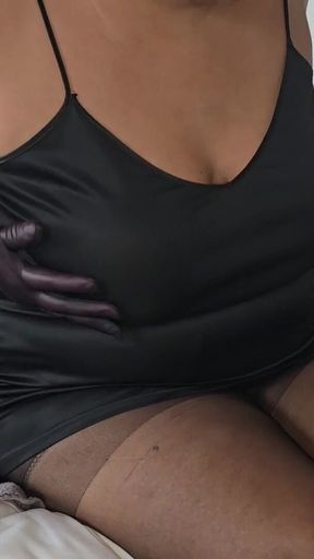 5 Inch High Heels, Stockings, Satin Nightie and Satin Gloves, Part of a Longer Video Thats Out on Friday.