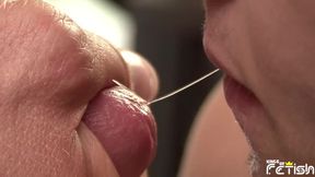 Horny twink blows with passion three big cocks in the hotel room and swallows cum