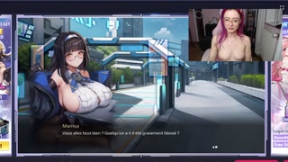 French Horny geek Girl playing Aeons Echo, Nutaku Hentai Game, and cumming HARD