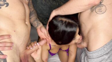 My Best Friend’s Girlfriend Gets Double Penetrated and Face Fucked with Loads of Cum