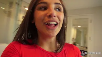 Abella Danger preps with a plug for James Deen's rough anal outdoors