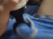 Boi ruined in underwear with massage gun