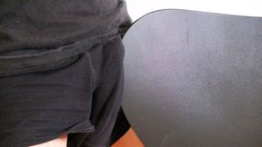 Masturbation with stiff dick fumbled over pants