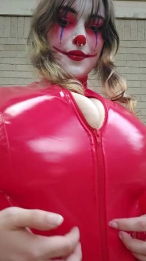 Big Titty Clown PVC Bodysuit Worship