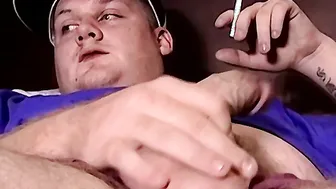 Black amateur sucks and strokes big white cock until it explodes