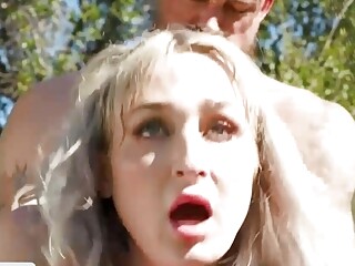 Gorgeous hiker Ember Fiera analed in the woods